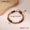 Retro Design Natural Stone Stainless Steel Bracelet Plated With Real Gold Special-interest