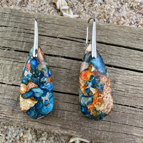 Colorful Emperor Stone Tapered Earrings