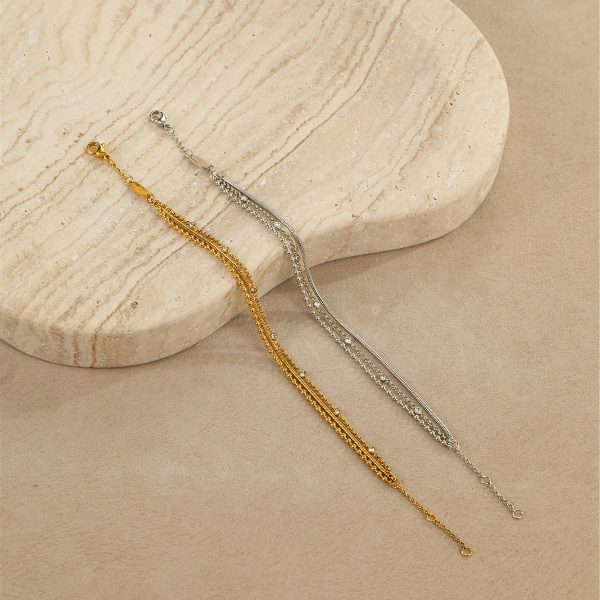 Multi-layer Stainless Steel Twin Inlaid Zircon Bracelet