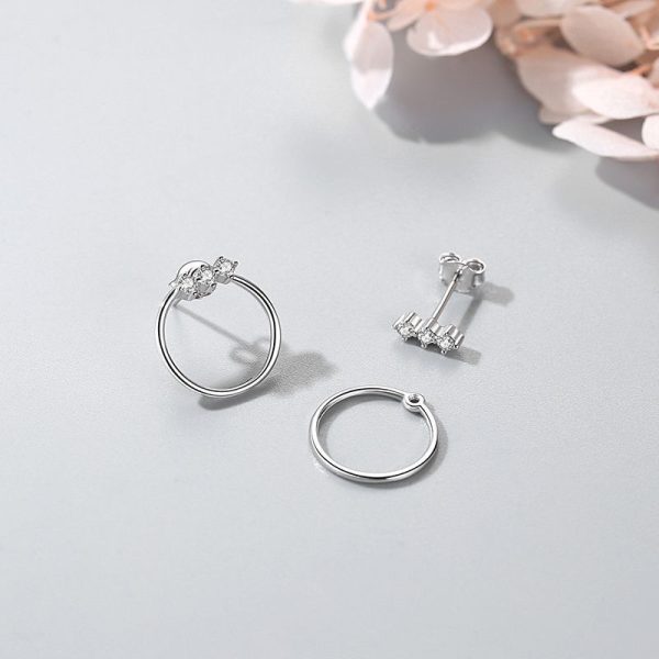 S925 Silver Microset Geometric Circle Stud Earrings