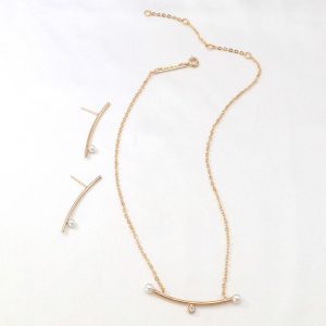 Pearl Jewelry Set French Freshwater Pearl Smiley Face Necklace Women