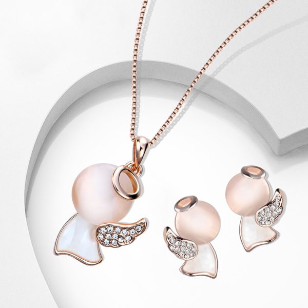 Opal Jewelry Set Cute Little Angel Two-piece Alloy