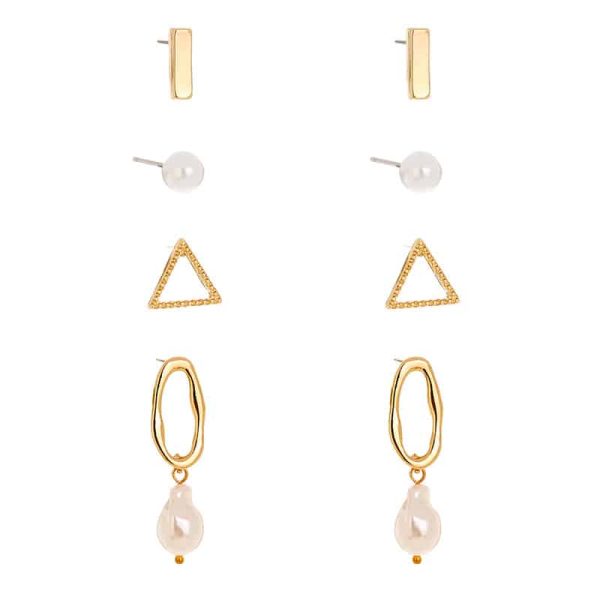 Simple and versatile geometric stud earrings set INS wind versatile daily set stud earrings