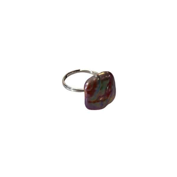 Natural Shaped Square Baroque Pearl Ring Whole Body 925 Silver Simple Elegant Girls JZ1519
