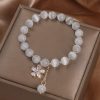 Single Loop Women's Small Flower Tassel White Cat's Eye Crystal Bracelet