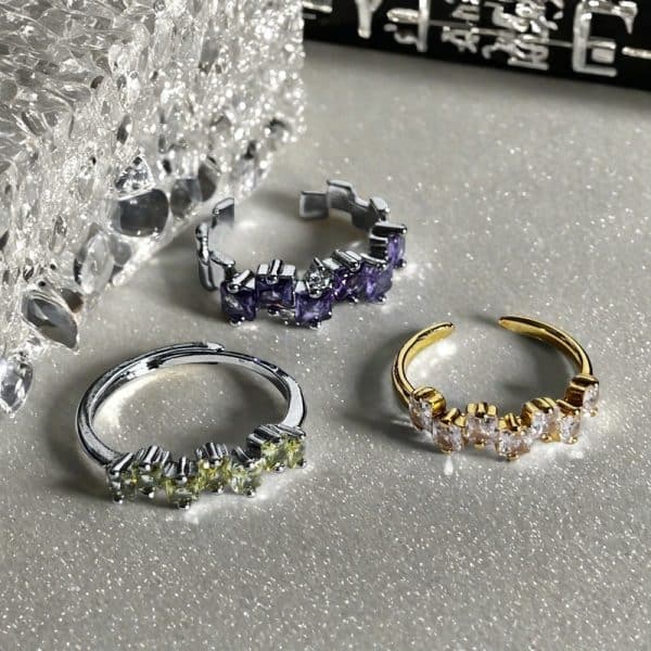 Fashion Color Open-end Zircon Ring Women