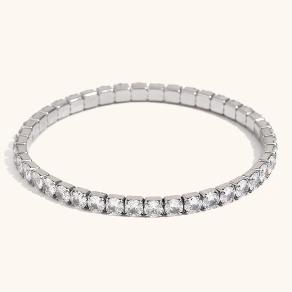 Simple And Light Luxury Stainless Steel Plated 18K Gold Elastic Zircon Bracelet Ornament