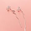S925 Silver Bow Hanging Earrings Korean Style Lady Temperament