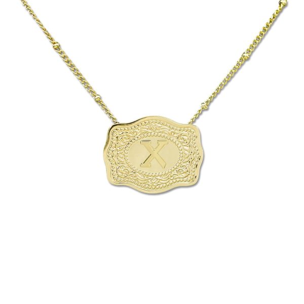Gold-plated Embossed Slim Chain Adjustable Necklace