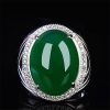 New Domineering Green Chalcedony Ring Plated 925 Silver Ring Simple And Elegant