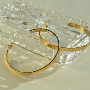 Retro Large Earrings Large Circle C-shaped Earrings Women's Titanium Steel 18k Gold Earrings