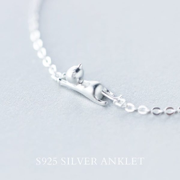S925 Silver Bracelet Women's Trendy Japanese And Korean Style Cute Cat Bracelet