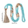 108 Mala Necklace Vintage Turquoise Painted Stone Necklace