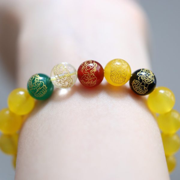 Agate Five Gods Of Wealth Bracelet Crystal Agate Bead Bracelet