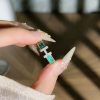 Simple Personality Mint Green Enamel Asterism Ring