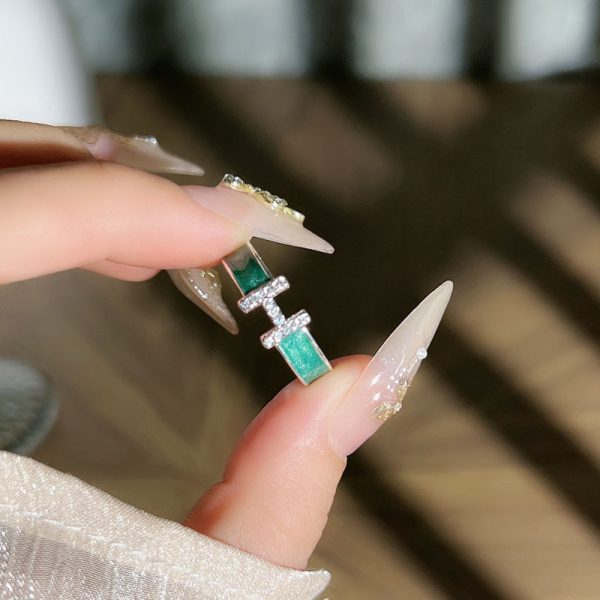 Simple Personality Mint Green Enamel Asterism Ring