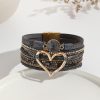 Leather Cord Bracelet Bohemian Multi-layer Rough Stone Love Jewelry For Girls