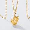 Brushed Calabash Pendent Necklace S925 Silver Plating 10k Gold