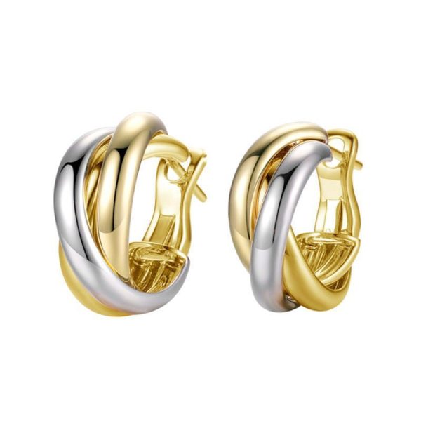 925 Silver Mosquito Coil Circle Retro Hong Kong Style Two-color Earrings