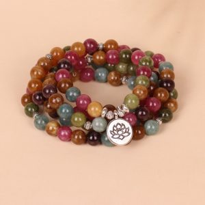 108 Beads String Lotus Hanging Multi-layer Bracelet