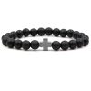 Agate Jewelry Tigereye Matte Stone Black Magnet Cross Bracelet