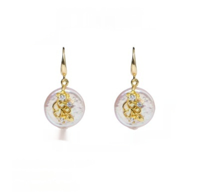 Copper Plated Real Gold Design Versatile Baroque Shaped Pearl Earrings