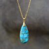 Emperor Stone Water Drop 18K Gold Plating Chain Pendant Necklace