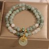 Aventurine Double-layer Jade Bracelet For Women Light Luxury Minority Exquisite Peace Buckle