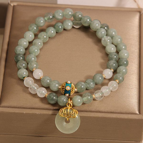 Aventurine Double-layer Jade Bracelet For Women Light Luxury Minority Exquisite Peace Buckle