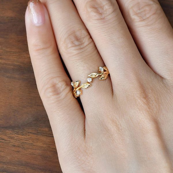 Female Flower And Branch Winding Pastoral Style Simple Ring