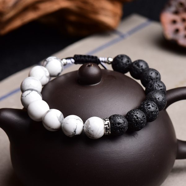 White Turquoise Volcanic Rock Couple Bracelet