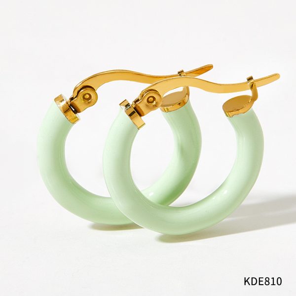Ins Wind Circle Macaron Dripping Oil Ear Ring