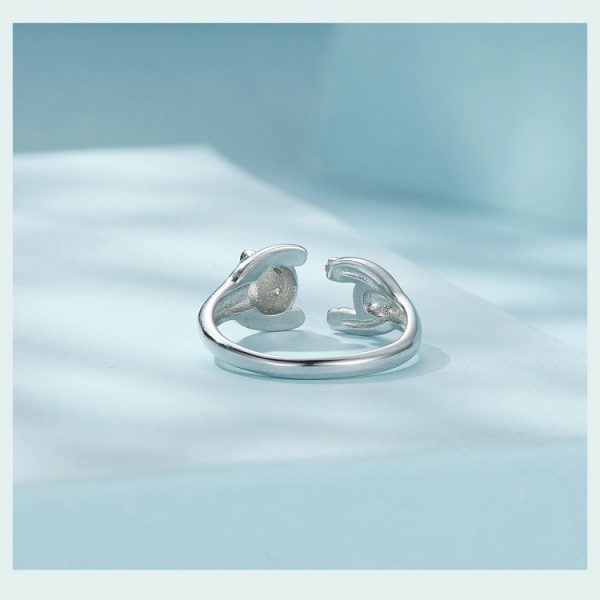 Cute Panda Open Ring Sterling Silver White Gold Plated Ring Bracelet