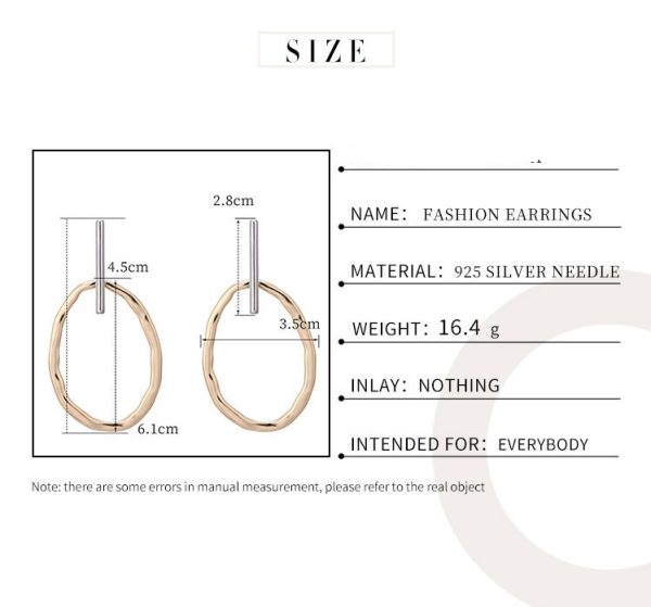 Jane Oval Circle Exaggerated Pendant Two-tone Stud Earrings