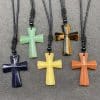 Natural Stone Christmas Gift Agate Woven Semi-precious Stone Cross Necklace