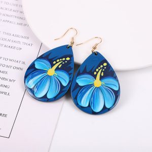 Vintage Drop-shaped Flower Acrylic Earrings