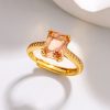 Fashion Japanese Style Simple Retro Electroplated 18K Square Zircon Ring
