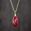 Emperor Stone Water Drop 18K Gold Plating Chain Pendant Necklace