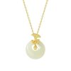 Natural Hetian Jade Necklace Women's S925 Sterling Silver Carnation Pendant