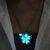 Summer Luminous Flower Necklace Metal Silver Petals Light-emitting Pendant Female