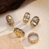 Fashionable Gold And Silver Two-tone Cross Stainless Steel Ring