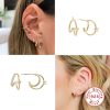 S925 Sterling Silver Layered C- Shaped Pave Claw Set Double Earrings