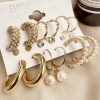 Temperament Pearl Pendant Earrings Triangle Metal 9-piece Set