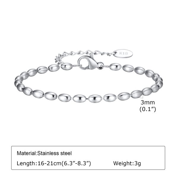 Stainless Steel Fashionable Rugby Bead Necklace Bracelet Gold