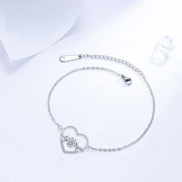 European And American Cat Footprints Bracelet High Sense Female With Hearts Dog Paw Bracelet Female
