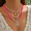 Polymer Clay Beaded Necklace Female Shell Multi-layer Twin Clavicle Chain