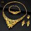 Women's Saudi Bridal Necklace Bracelet Earrings Four-piece Ring Set