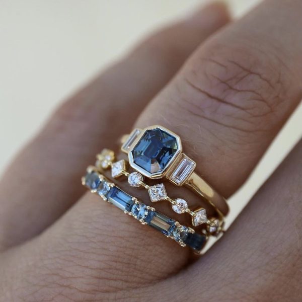 Alloy Inlaid Zircon Three-piece Ring Set