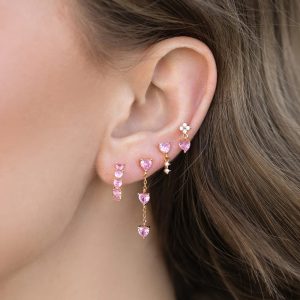 Sweet Elegant Heart Ear Studs 4-piece Set