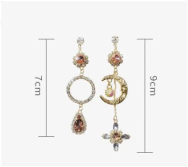 Shining Asymmetrical Rhinestone Drop Earrings